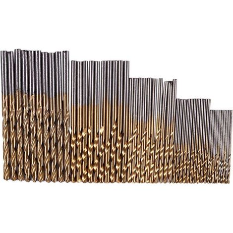 Set di 50 punte da trapano HSS rivestite in titanio da 1/1,5, 2,0, 2,5 e 3 mm (1/4)