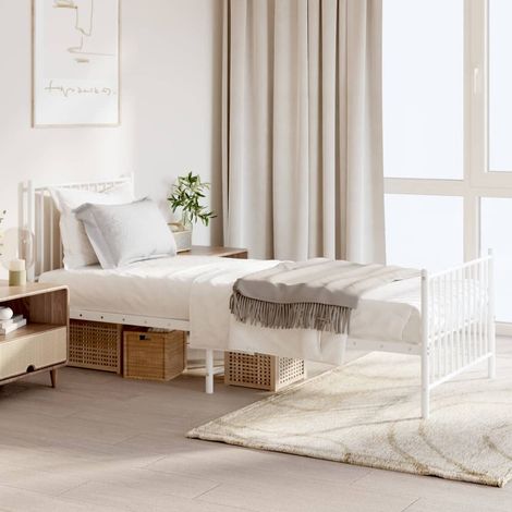 Lit Adulte avec tête de lit magnifique - Cadre de lit métal pour Chambre,Matériau durable/pied de lit blanc 80x200 cm -35084 (1/5)