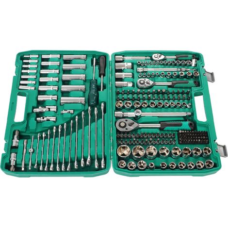 Clé à cliquet et douilles 218 pièces, coffret de rangement, acier chromé vanadium, outil multifonction pour réparation automobile. (1/5)