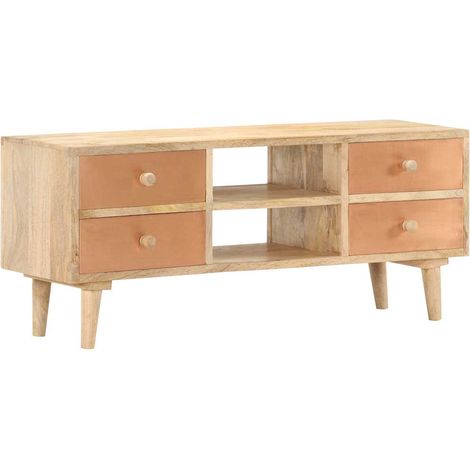 vidaXL Mueble para TV madera maciza de mango 110x30x45 cm (1/5)