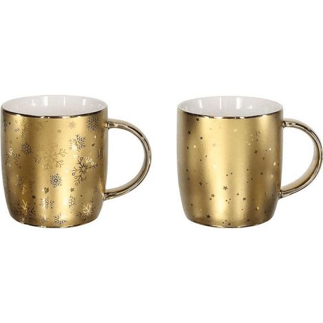 1 Pezzo Tazzone Tazza Latte Mug Natale All Gold 370 cc 2 Modelli
