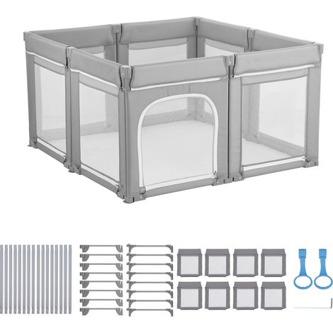 Mophorn Parque Infantil Plegable con Puerta de Cremallera y Malla Transpirable, Centro de Juegos Seguro para Niños de 6 a 24 Meses, Ideal para Dormitorios y Exteriores, 1270 x 1270 x 695 mm