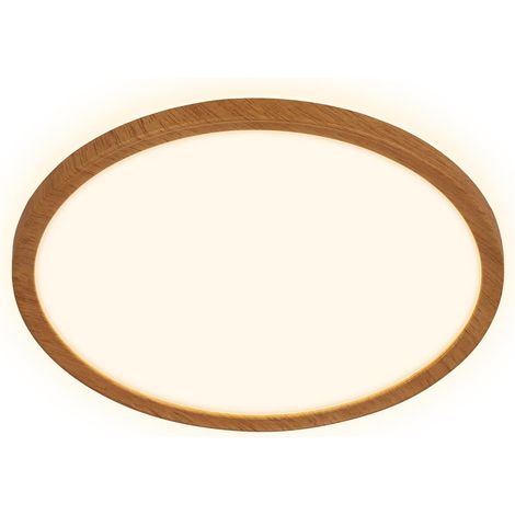 Plafonnier LED à lumière indirecte, plat, lumière blanche chaude, lampe LED, plafonnier, lampe de salon, panneau, cuisine, chambre, 29x3 cm, cadre aspect bois (1/5)