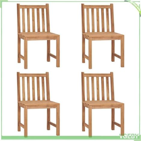 Chaise de jardin - FAFEICY - 3073095 - Bois de teck massif - Lot de 4 - Coussins noirs (1/5)