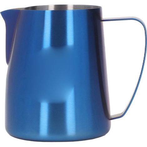 Pichet à mousser le lait avec bec verseur Eagle, anti-déversement, en acier inoxydable 304 et poignée, 420 ml, bleu. (1/5)