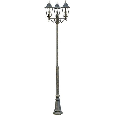 Wegeleuchte Hof Terrasse IP44 in Bronze E27 220 cm Glas Aluminium Rustikal Kandelaber