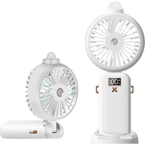 Ventilateur brumisateur portable – batterie 5000 mAh – 5 vitesses réglables – ventilateur pliable USB rechargeable – pour voyage et bureau (1/5)
