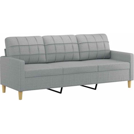 Canapé Sofa à 3 places Gris clair 180 cm Tissu (1/5)