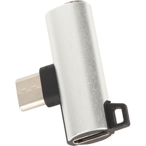 Adaptateur 2-en-1 USB-C vers prise casque 3,5 mm + port de charge, argent (1/5)