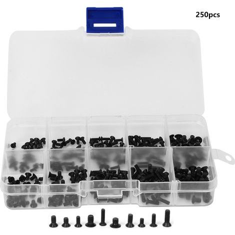 Vis à tête plate cruciforme noire en acier carbone pour l'industrie électronique - Lot de 250 pièces (1/5)