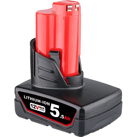 PDstation 5500mAh 12V Li-ION Batterie pour Milwaukee M12 M12B 48-11-2411 48-11-2420 48-11-2401 48-11-2402 M-12 M12 Outils de Batterie