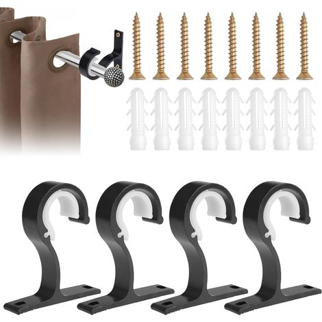 Lot de 4 supports de tringle à rideaux en alliage d'aluminium 25 à 28 mm (1/5)