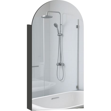 HOMCOM Bathroom Mirror Cabinet with Adjustable Glass Shelves, Black (1/5)