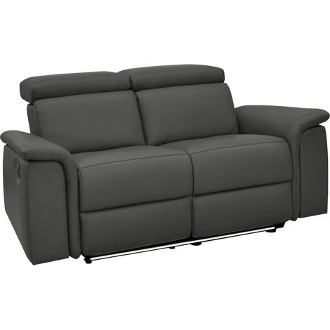Pareli-Canapé 2 places avec fonction relax électrique en PU Noir (1/5)
