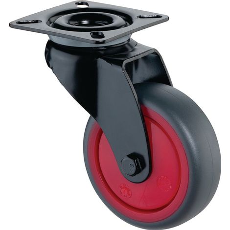 Roulette pivotante A800.A85.03 avec platine.Ø 75.B 25mm 60kg TPR (1/2)