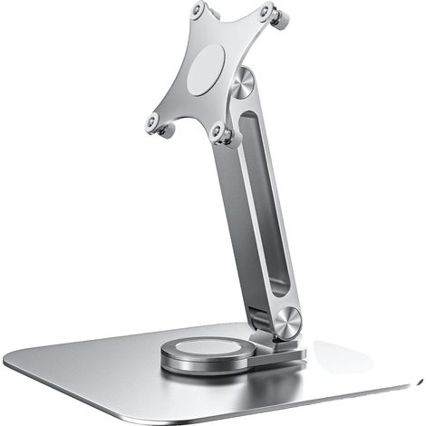 Supporto per monitor, altezza regolabile, rotazione a 360 gradi, argento (1/2)