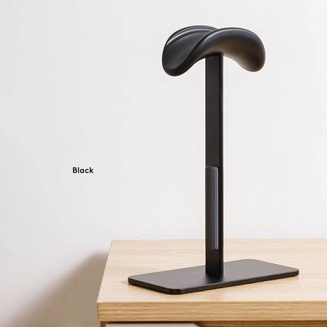 Support pour casque audio en alliage d'aluminium (noir), avec support de casque audio amovible et à mise en veille automatique. (1/5)