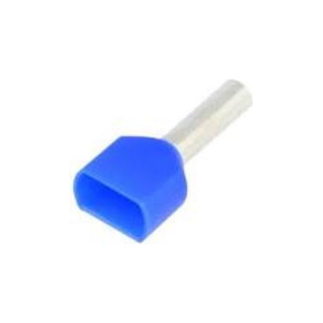 Terminal Puntera DOBLE Aislada Cables 2,5mm Longitud 10mm Azul