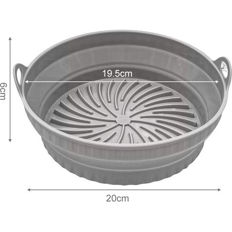 Friteuse à air (ronde grise) en silicone antiadhésif réutilisable de qualité alimentaire (1/5)