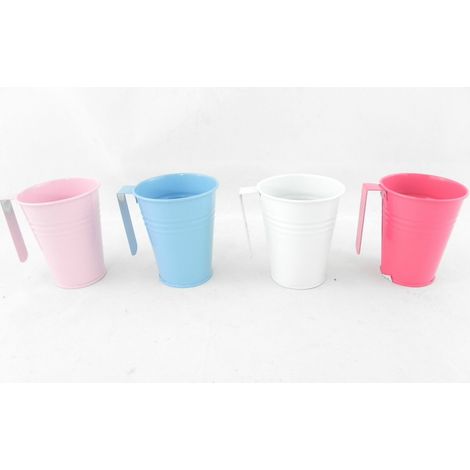 TrAdE Shop Traesio - 12 Pz Secchielli Fioriera Secchiello Bomboniera Vaso Fiori Wedding Giardino - Bianco