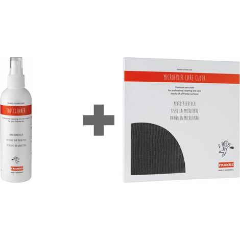 Set d'entretien : nettoyant pour mitigeur Inox et Chrome (flacon de 250 ml) + chiffon en microfibre - Franke (1/3)