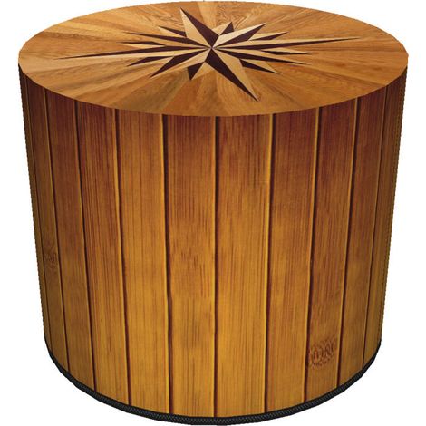 Pouf decorativo Bertoni, stampa Compass - pouf rotondo per soggiorno, ingresso, cilindro 40 cm, elegante, cerniera, lavabile (1/5)