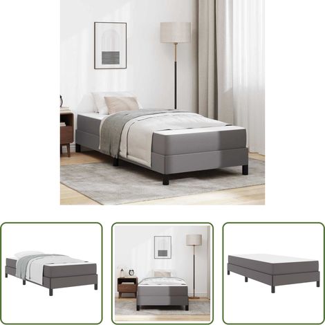 Lit moderne - Cadre de lit avec matelas Gris 80 x 200 cm tissu (1/5)