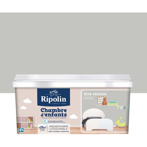 Peinture satinée RIPOLIN Chambre d'enfants Gris Velours 2,5 L