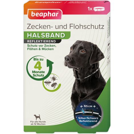 Beaphar Zecken- und Flohschutz Halsband reflektierend für Hunde - 65 cm