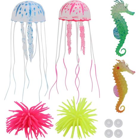 Ensemble De 6 Ornements D'aquarium Lumineux, Décor D'aquarium Flottant De Simulation Colorée, Décorations Artificielles Sûres Et Vives pour Réservoirs d'eau Douce Et d'eau Salée (1/5)