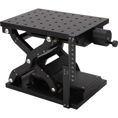 Table linéaire SPZ210 à vis micrométrique, course longue, platine coulissante manuelle, charge élevée, axe Z précis, mouvement fin, translation robuste. (1/5)