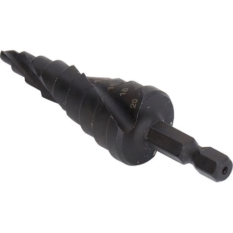 Foret étagé HSS avec rainure hélicoïdale, alésoir conique à queue hexagonale pour métal, noir, 9 niveaux (4-20mm) (1/5)