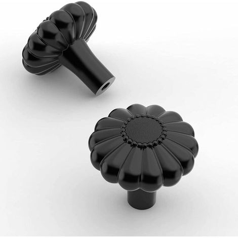 6 Stück Vintage Möbelknöpfe Schwarz Schubladengriff Schrankknöpfe für Dekoration Blumenform Türgriffe mit Schrauben