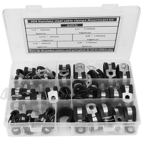 Kit de 52 attaches pour câbles électriques avec revêtement en caoutchouc et cadre en acier inoxydable – pour gestion des fils dans l'automobile (1/5)