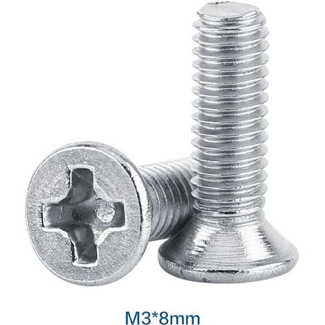 Vis machine à tête fraisée – 100 pièces – Vis M38 – SS304 – Argent – Fraisage croisé – Plaque – Accessoires de réparation