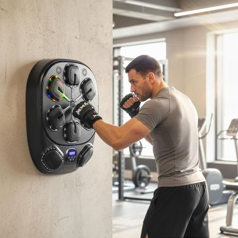 Machine de boxe musicale,machine de boxe électronique LED avec zones à double impact,gants Bluetooth 9 vitesses