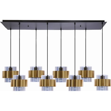 Lampadario Candellux Spiega 8xE27 60W nero oro vetro (1/2)