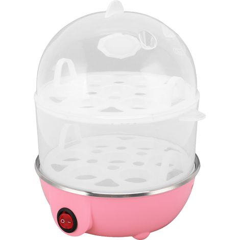 Multifunktionaler Eierkocher mit zwei Ebenen, 14 Eier pro Zyklus, automatische Überhitzungsschutzabschaltung, Mini-Frühstücksgerät 220V rosa, europäischer Standard.
