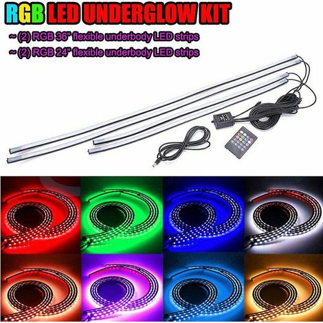 Kit de 4 tubes LED néon RGB 8 couleurs pour sous-carrosserie de voiture ou camion - FFY (1/5)