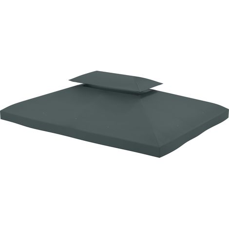 Ersatzdach, grau, 3x4m, für Gartenlaube/Pavillon, hochdichtes Polyester, 180 g/m²