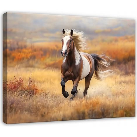 Peinture cheval animaux nature pour chambre salon cuisine sur toile 40x30 (1/3)