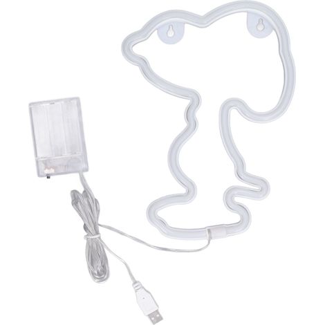 Chien LED Néon Lumière de Nuit, Forme de Chien, Alimentation USB et Piles, Décoration Murale Intérieure pour Fête Anniversaire Mariage Bar (1/5)