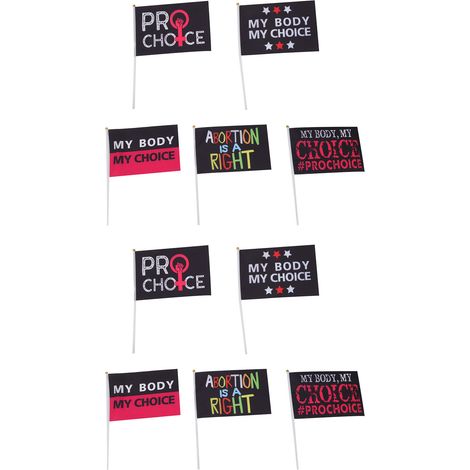 Set aus 10 Protestfahnen für Frauenrechte, aus Polyester, mit Stangen zur Dekoration von Garten und Hof (Typ A). (1/5)