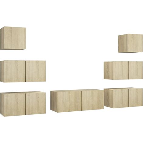 Maison Exclusive - 7-tlg. TV-Schrank-Set Sonoma-Eiche Holzwerksto