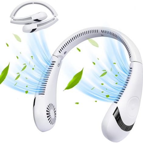 Ventilateur de cou, portable mains libres accrocher ventilateur de cou, 5000mahBatterie rechargeable, réglage à 3 vitesses, ventilateur personnel pliable Mini portable sans lame ventilateur de cou pou