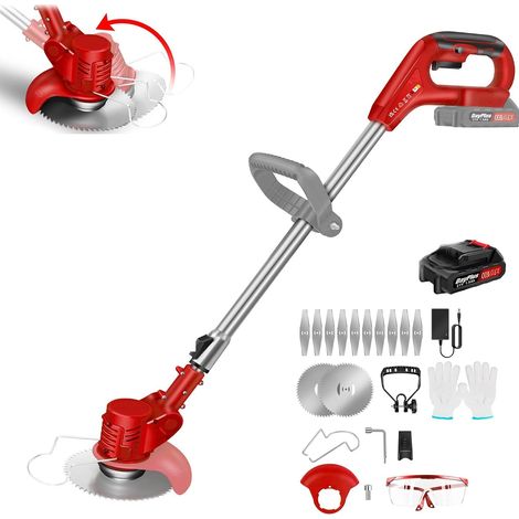 Débroussailleuse Electrique sans Fil, 21V Coupe Bordure avec Batterie et Lames, Pliage Rétractable Tête Pivotante 90°, Débroussailleuse à Batterie pour la Coupe de Jardin, Pelouses et Terres Agricoles (1/5)
