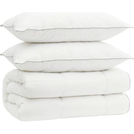 Bettdecke und Kissen Set 3 pcs 135x220 cm 4 Jahreszeiten Wolle vidaXL (1/5)