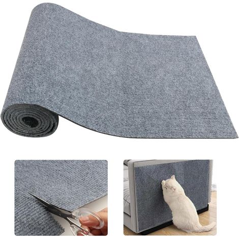 Griffoir Chat Canapé, 40x200cm, Tapis Griffoir Chat Autocollant Réutilisable, Protection Canapé Chat Anti Griffe, Découpé sur Mesure, pour Protège Meubles Porte Mur, Gris Foncé (1/5)