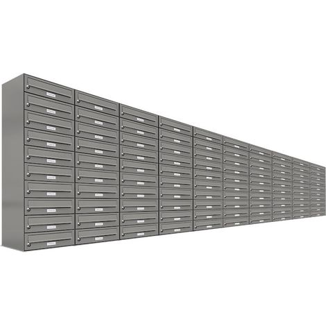 100e Premium Briefkasten Aluminiumgrau RAL Farbe 9007 für Außen Wand Postkasten (1/5)