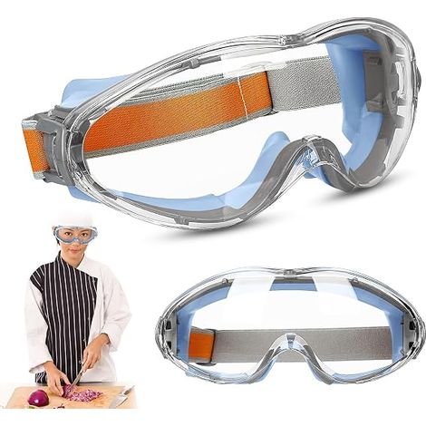 Verbesserte, tränenfreie Zwiebelbrille, ergonomische, winddichte und beschlagfreie Kochbrille für Damen und Herren (Blau) (1/5)